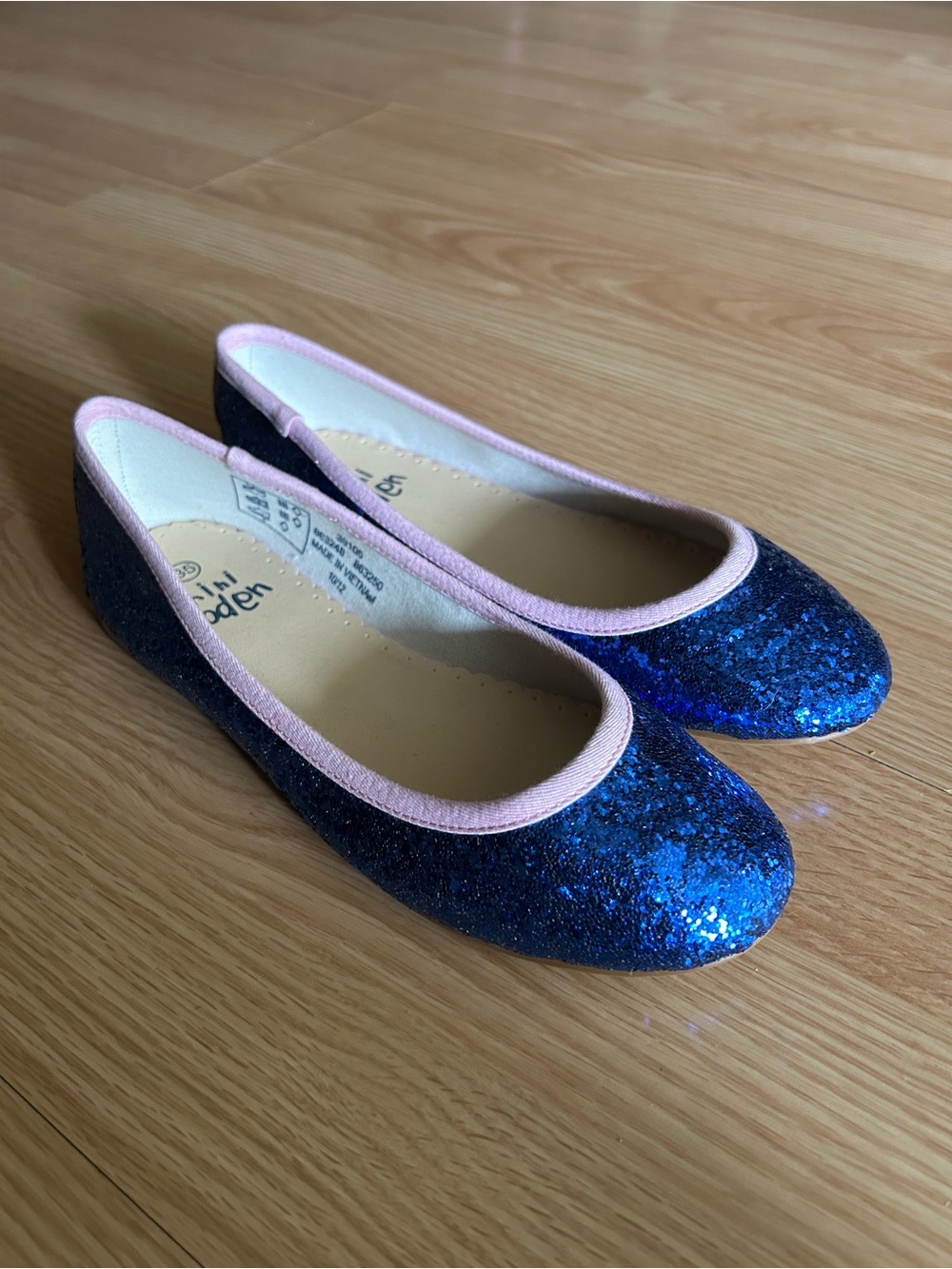 Mini Boden Blue Glitter Ballet Flats Youth Girls Size 35/5
